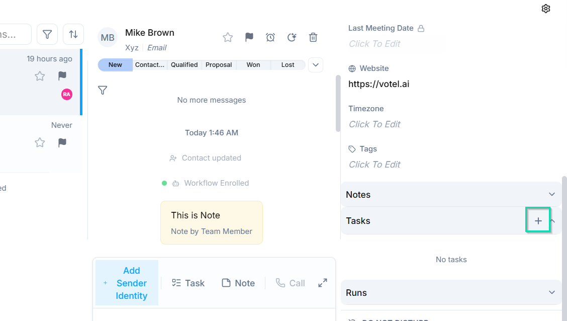 Creating a Task - conversation